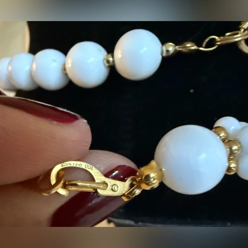 2 piece: White Beaded Vintage Necklace gold spacer beads & multistrand seed bead - Picture 7 of 9